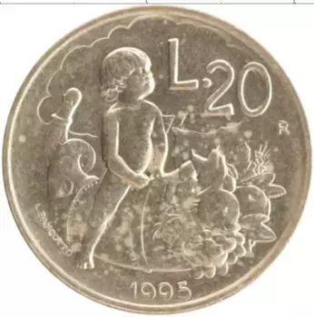 Монета 20 лир Сан-Марино 1995 года Бронза