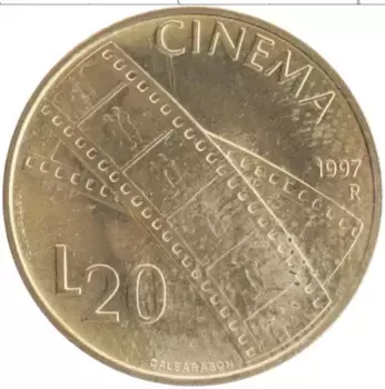 Монета 20 лир Сан-Марино 1997 года Бронза Кино