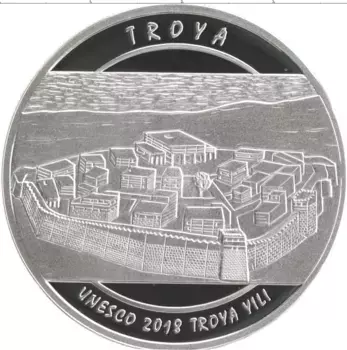 Монета 20 лир Турции 2018 года Серебро Троя