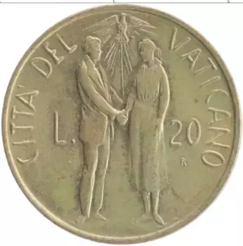 Монета 20 лир Ватикана 1982 года Бронза Иоанн Павел II