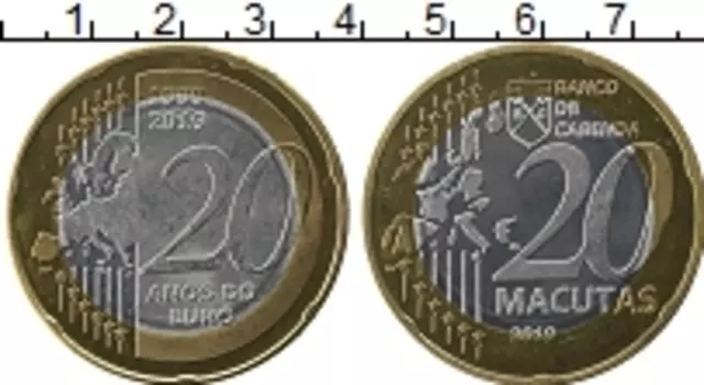 Монета 20 макута Конго 2019 года Биметалл 20 лет Евро