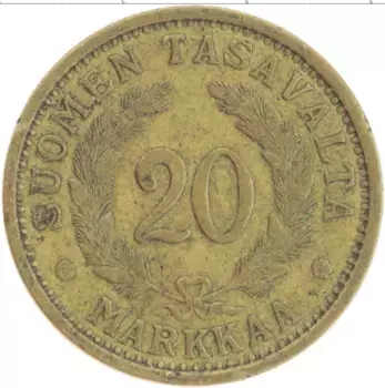 Монета 20 марок Финляндии 1934 года Бронза
