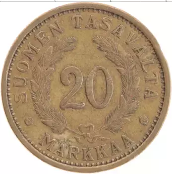 Монета 20 марок Финляндии 1934 года Латунь