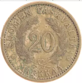Монета 20 марок Финляндии 1937 года Бронза