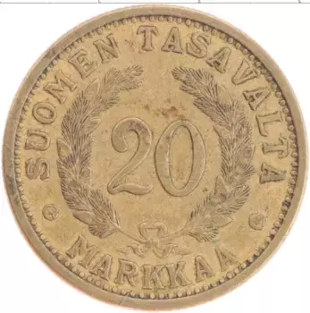 Монета 20 марок Финляндии 1937 года Бронза