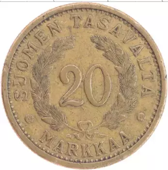 Монета 20 марок Финляндии 1937 года Бронза