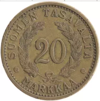 Монета 20 марок Финляндии 1937 года Бронза