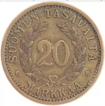 Монета 20 марок Финляндии 1938 года Бронза