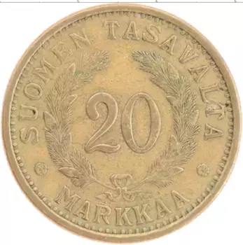 Монета 20 марок Финляндии 1938 года Бронза