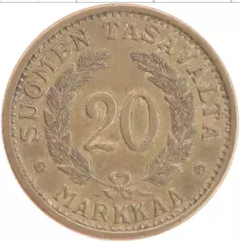 Монета 20 марок Финляндии 1939 года Бронза