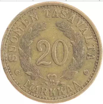 Монета 20 марок Финляндии 1939 года Бронза