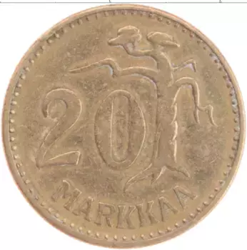 Монета 20 марок Финляндии 1954 года Бронза