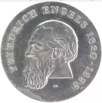 Монета 20 марок ГДР 1970 года Серебро Фридрих Энгельс, 1820 - 1895