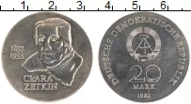 Монета 20 марок ГДР 1982 года Серебро Клара Цеткин