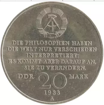 Монета 20 марок ГДР 1983 года Медно-никель А