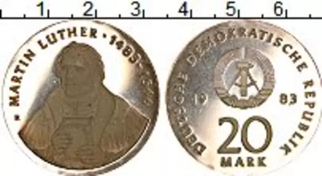 Монета 20 марок ГДР 1983 года Серебро Мартин Лютер