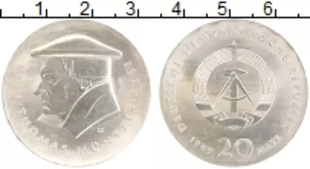 Монета 20 марок ГДР 1989 года Серебро А