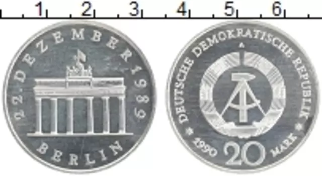 Монета 20 марок ГДР 1990 года Серебро А