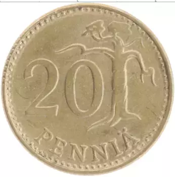 Монета 20 пенни Финляндии 1981 года Бронза