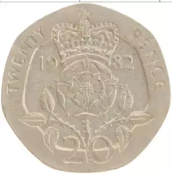 Монета 20 пенсов Англии 1982 года Медно-никель