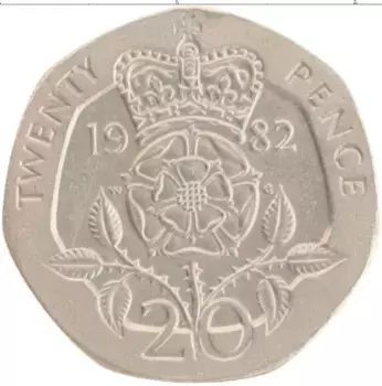 Монета 20 пенсов Англии 1982 года Медно-никель