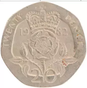 Монета 20 пенсов Англии 1982 года Медно-никель