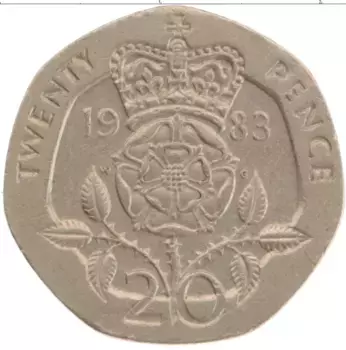 Монета 20 пенсов Англии 1983 года Медно-никель