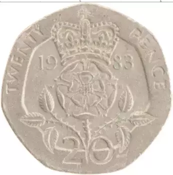 Монета 20 пенсов Англии 1983 года Медно-никель