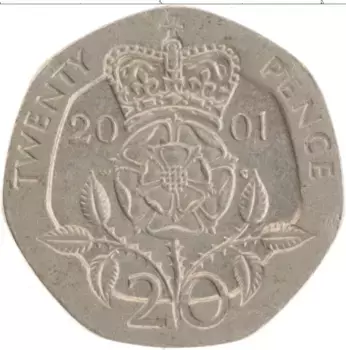 Монета 20 пенсов Англии 2001 года Медно-никель