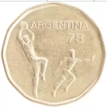 Монета 20 песо Аргентины 1978 года Бронза Чемпионат Мира по футболу в Аргентине