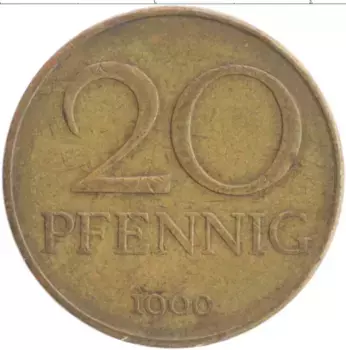 Монета 20 пфеннигов ГДР 1969 года Бронза