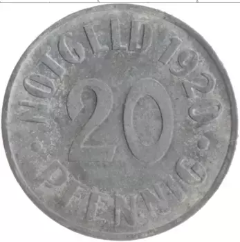 Монета 20 пфеннигов Германия : Нотгельды 1920 года Цинк Кассель