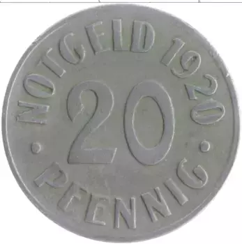 Монета 20 пфеннигов Германия : Нотгельды 1920 года Железо Кассель