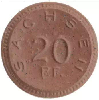 Монета 20 пфеннигов Германия : Нотгельды 1921 года Фарфор Саксония