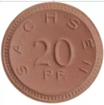 Монета 20 пфеннигов Саксонии 1921 года Фарфор Колосья