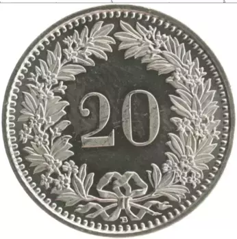 Монета 20 рапп Швейцарии 2013 года Медно-никель