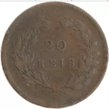 Монета 20 рейс Португалии 1891 года Медь Карлуш I