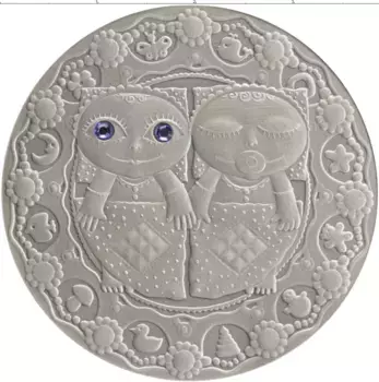 Монета 20 рублей Беларуси 2009 года Серебро Знак зодиака Близнецы