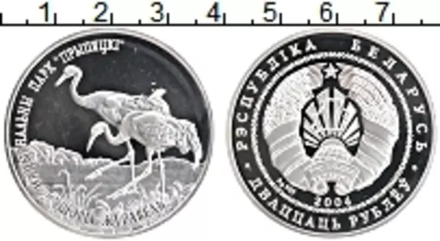 Монета 20 рублей Беларуси 2004 года Серебро Национальный парк Припятский