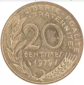 Монета 20 сантим Франции 1979 года Бронза