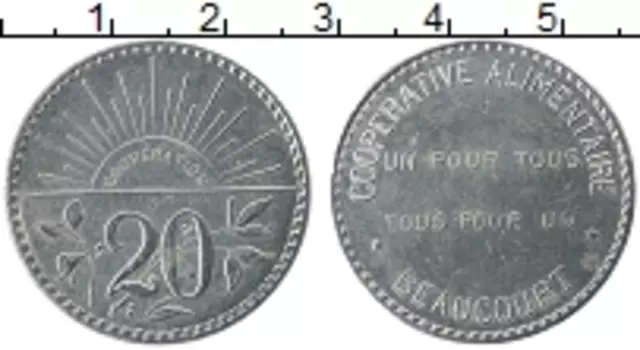 Монета 20 сантим Франции Медно-никель Бокур