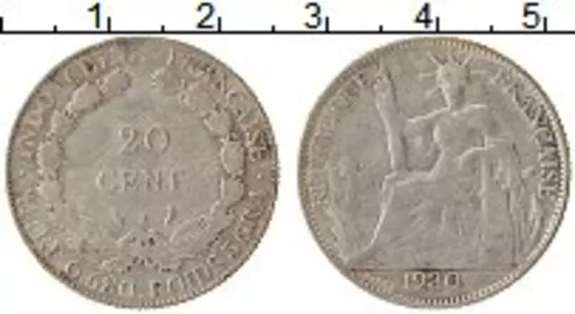 Монета 20 сантим Индокитая 1930 года Серебро