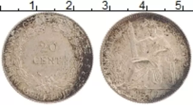 Монета 20 сантим Индокитая 1937 года Серебро