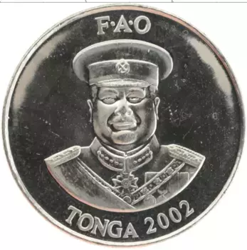 Монета 20 сенити Тонги 2002 года Медно-никель ФАО