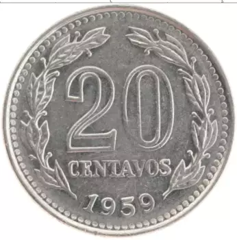Монета 20 сентаво Аргентины 1959 года Медно-никель