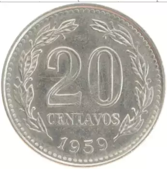 Монета 20 сентаво Аргентины 1959 года Медно-никель