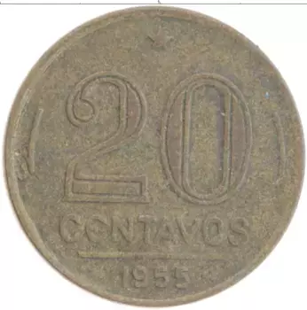 Монета 20 сентаво Бразилии 1955 года Бронза