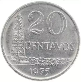 Монета 20 сентаво Бразилии 1975 года Медно-никель