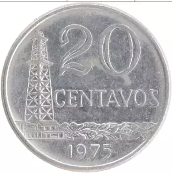 Монета 20 сентаво Бразилии 1975 года Медно-никель