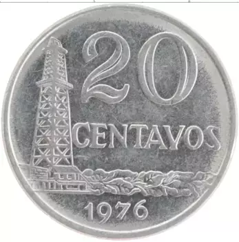 Монета 20 сентаво Бразилии 1976 года Медно-никель